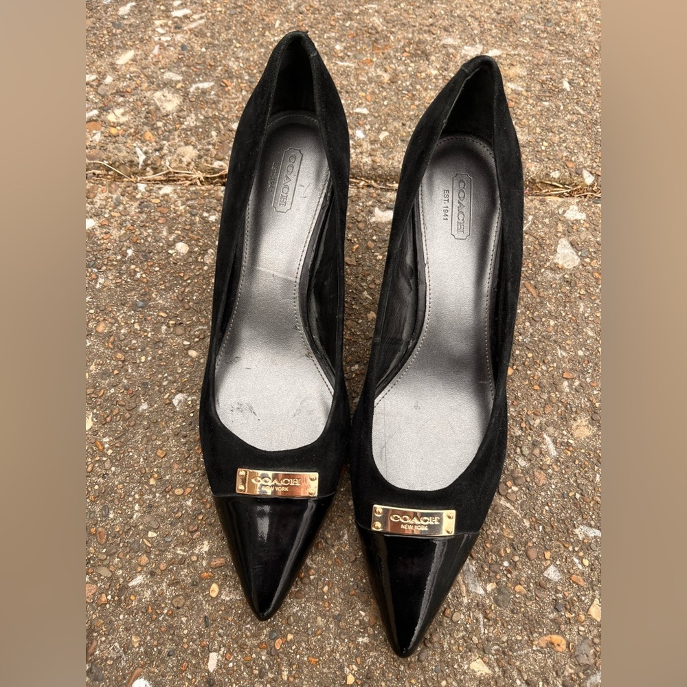 Coach Black Suede and Patent Leather Heels - Picture 1 of 9